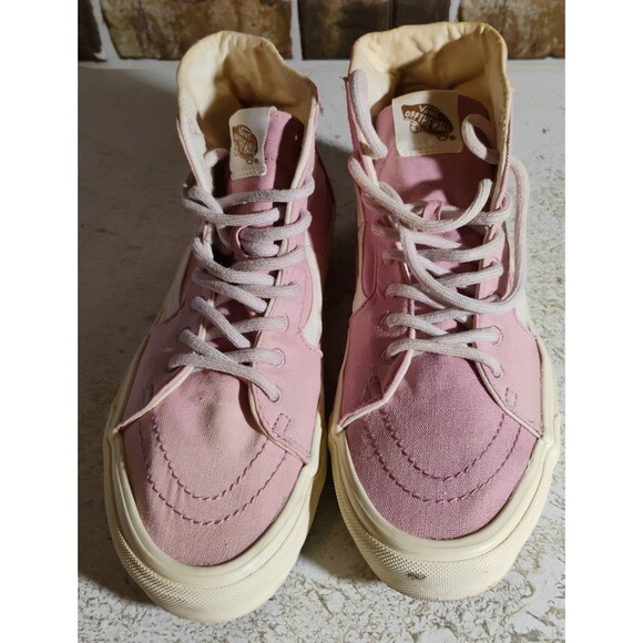 Vans Pink Embroidered Hemp Eco Theory SK8 High Top Sneakers Size 8.5 - Picture 4 of 12